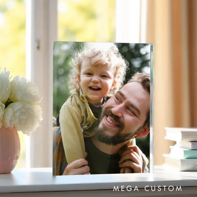 Personalized Dad and Daughter Acrylic Photo Block Custom Picture Gifts for Dad Sentimental Fathers Day Photo Keepsake Birthday Gift from Daughter