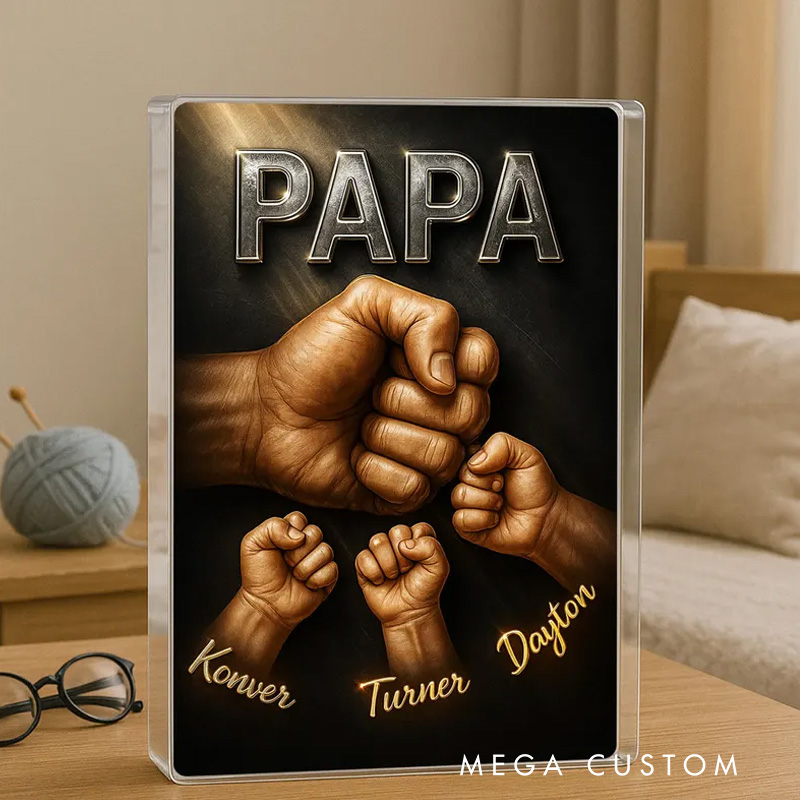 Personalized Name Figure Acrylic Block Custom Acrylic Block Plaque Father Day Gift for Dad Gift for Father Papa Gift Dad And Kid Name
