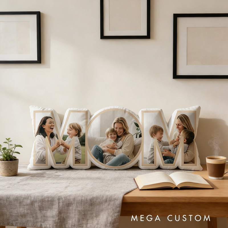 Personalized Mom Photo Pillow Custom Picture Decorative Throw Pillow Gift for Mother's Day Birthday Home Decor Soft Sofa Cushion for Women Family
