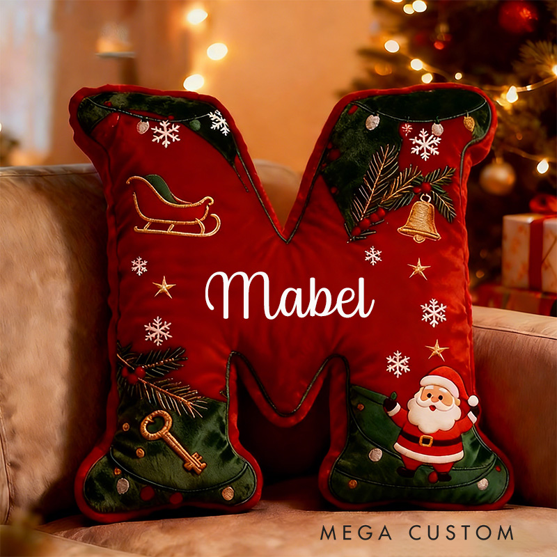 Personalized Christmas Letter Pillow Graphic 3D Print Custom Name Festive Holiday Decor Cushion with Seasonal Designs Perfect Gift for Family