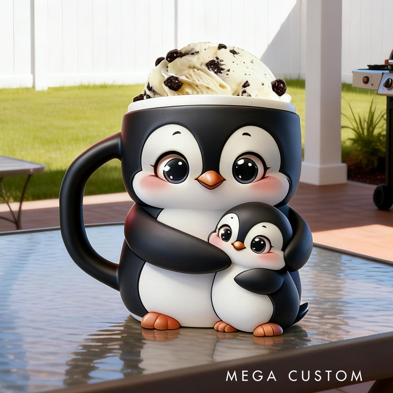 Personalized Penguin Ice Cream Pint Holder 3D Printed Pint Cozy Fun Kitchen Decor