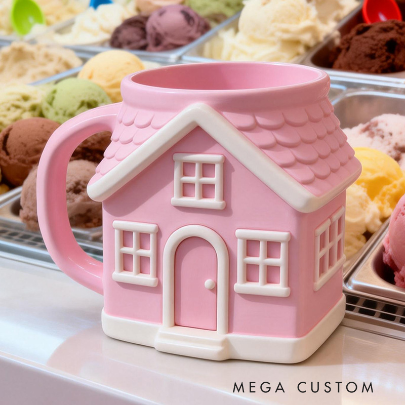 Personalized Pink House Ice Cream Pint Holder Custom New Home Gift Fun Freezer Accessory for Housewarming Unique Kitchen Decor for Kids and Adults