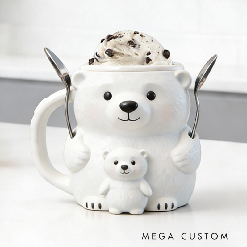 Personalized Polar Bear Ice Cream Pint Holder Cute Custom Freezer Accessory for Kids and Adults Unique Gift Fun Kitchen Decor