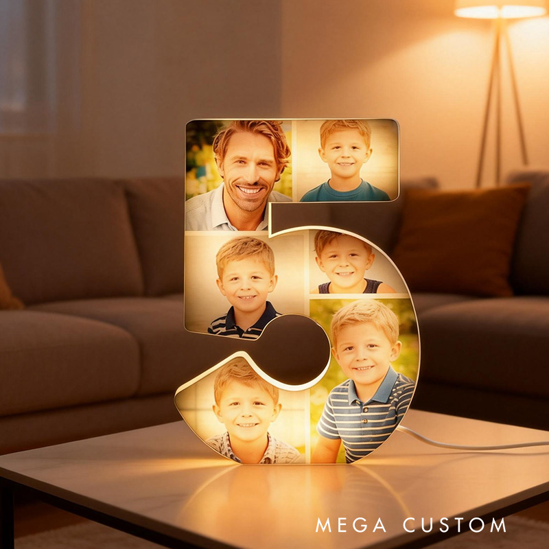 Personalized Letter Family LED Night Light Custom Photo Home Decor Gift for Birthday Anniversary Warm Lighting Keepsake for Living Room Bedroom