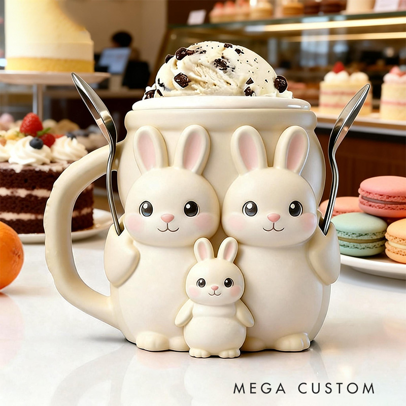 Personalized Bunny Ice Cream Pint Holder Cute Custom Freezer Accessory for Kids and Adults Unique Gift for Birthday Easter Fun Kitchen Decor