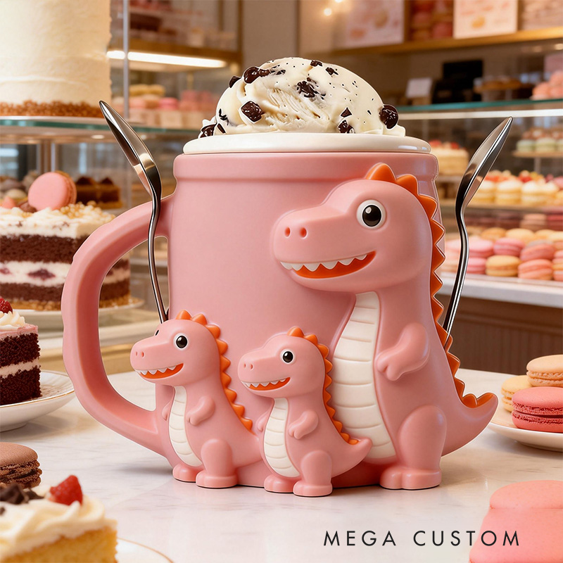 Personalized Dinosaur Ice Cream Pint Holder Cute Custom Freezer Accessory for Kids and Adults Unique Gift for Birthday Party Fun Kitchen Decor
