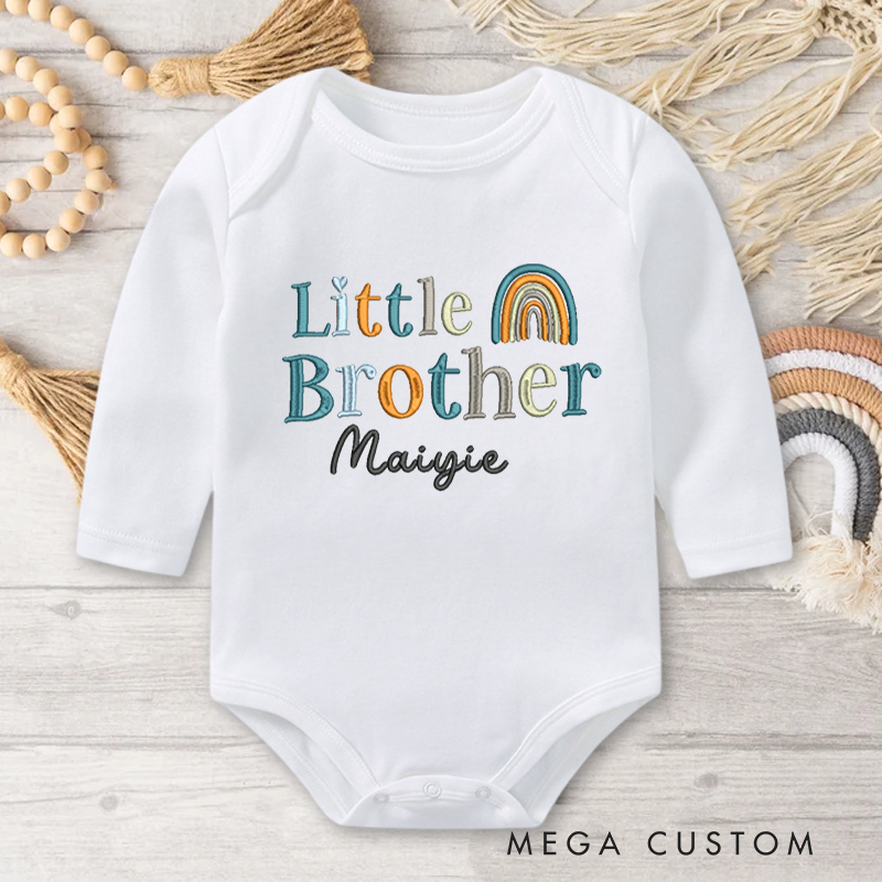 Personalized Embroidered Big Brother Rainbow Baby Onesie with Name Birthday Gifts for New Mother Children