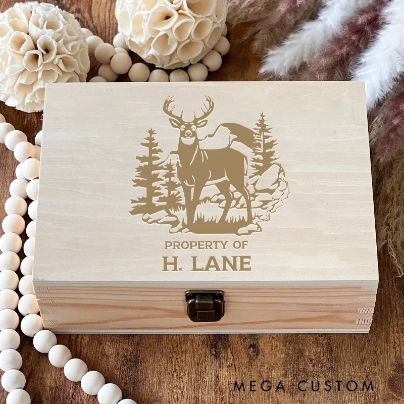 Personalized Hunter Wooden Keepsake Box Engraved Wooden Memory Box Gift for Hunting Lover Husband Boyfriend