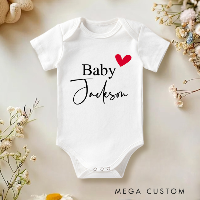 Personalized Baby Heart Name Baby Onesie Baby Shower Gift
