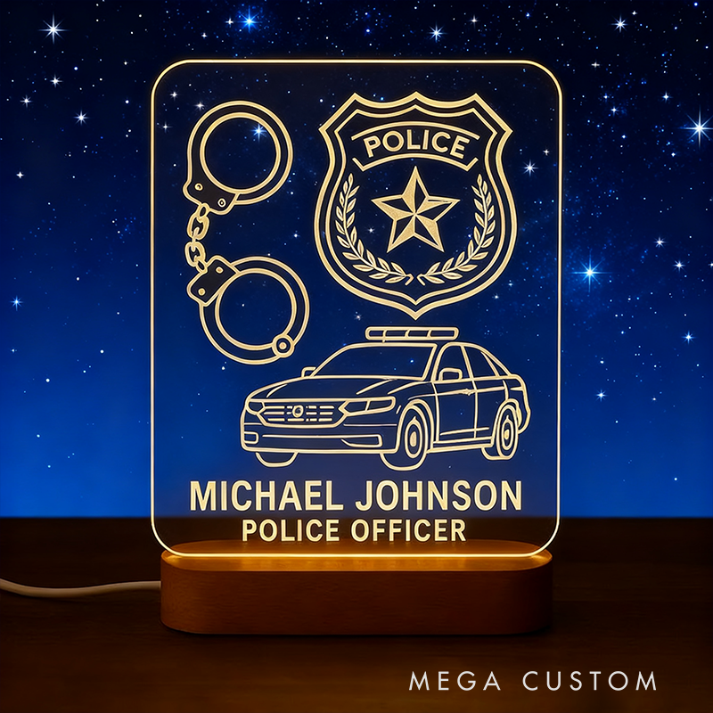 Personalized Police Officer LED Night Light Laser Engraved Acrylic LED for Police Gift