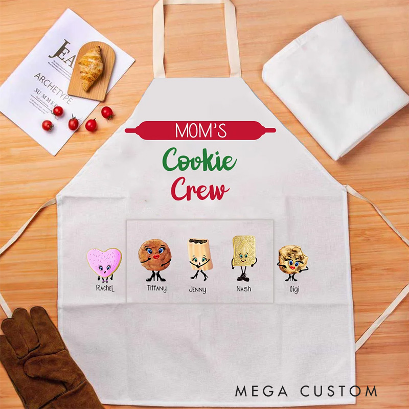 Personalized Cookie Crew Apron with Name Gift for Family Baker Baking Lover Christmas Gift