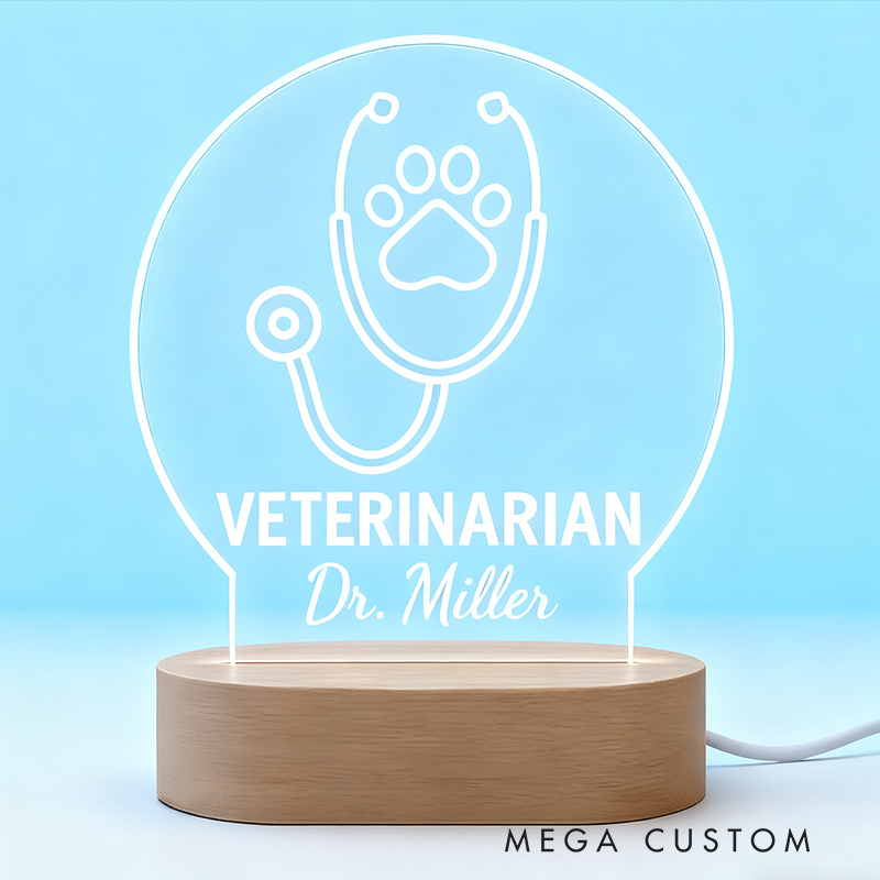 Personalized Veterinarian LED Night Light Laser Engraved Acrylic LED for Police Gift