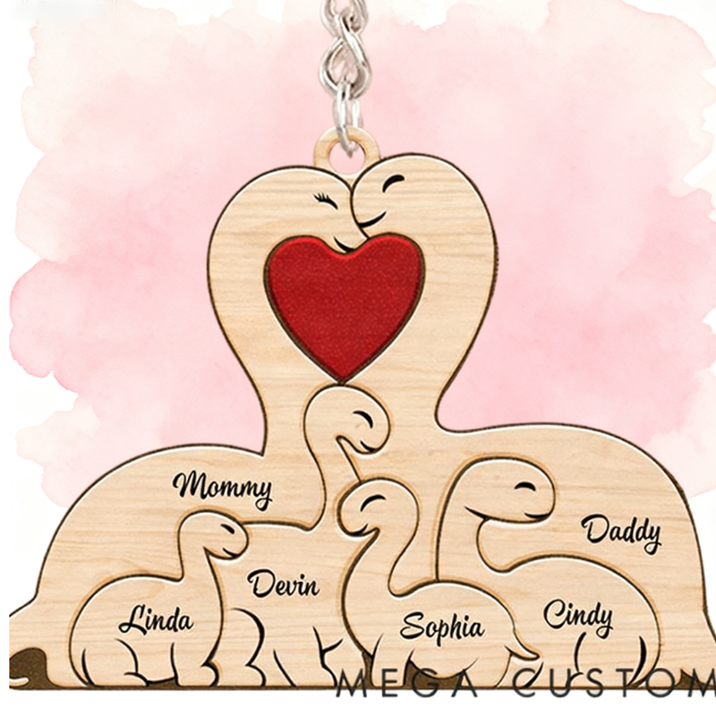 Personalized Love Dinosaurs Family Acrylic Keychain Gift for Family