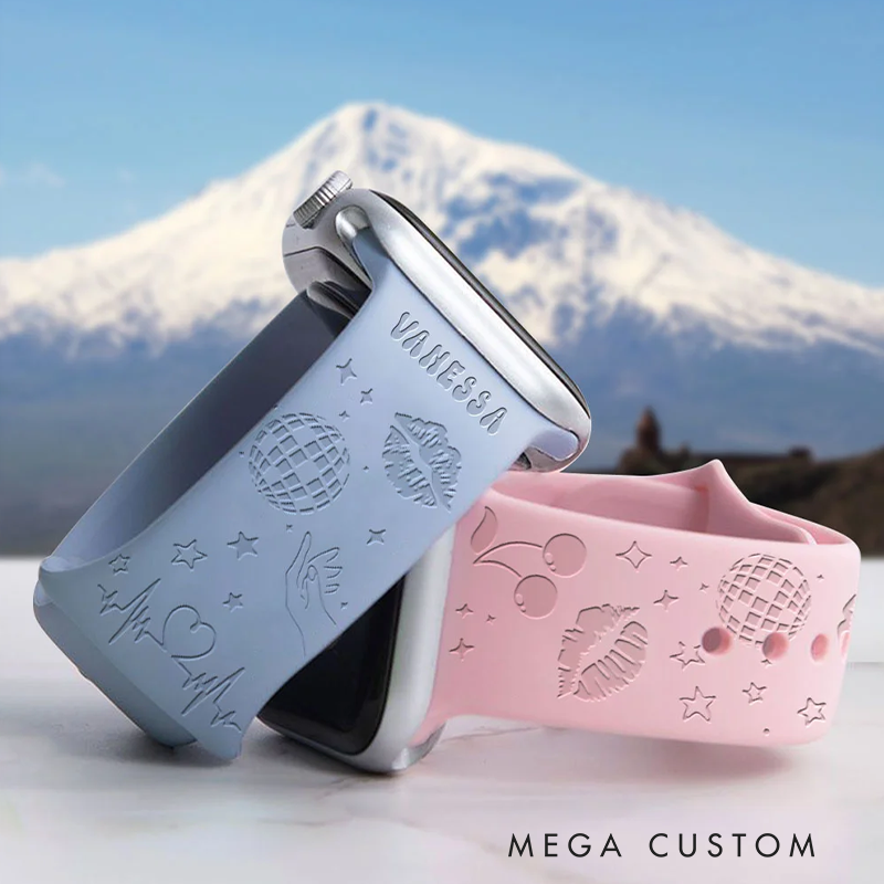 Personalized Retro Disco Ball Laser Printed for Apple Silicone Watch Band