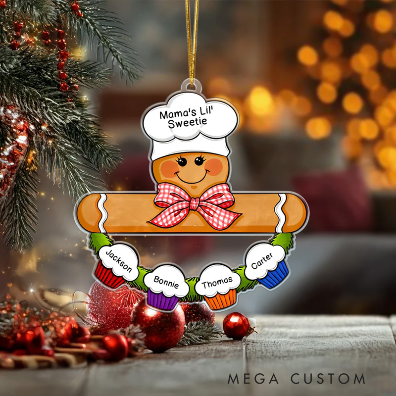 Personalized Cake Gingerbread Baker Acrylic Ornament with Title and Name Christmas Tree Home Decor Anniversary Gift for Mom Grandma