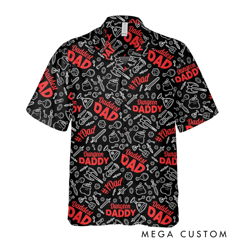 Personalized Dungeon Daddy Dnd Hawaiian Shirt Funny Rpg Dad Gift Custom Funny Gift for Geek Nerd