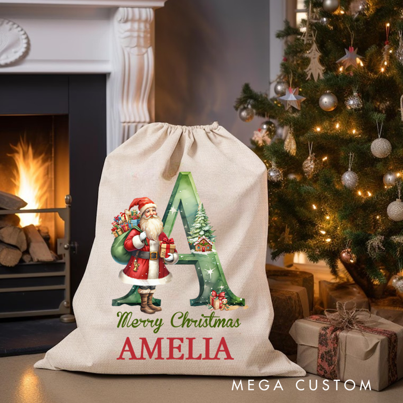 Personalized Santa Claus Christmas Gift Bag with Name Christmas Gift for Boys Girls