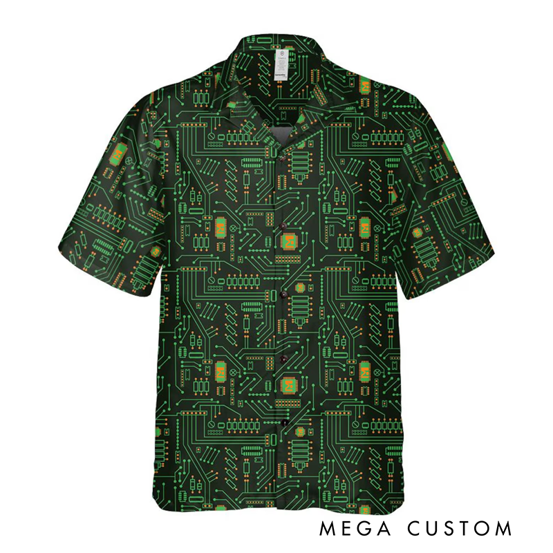 Personalized Computer Circuit Board Hawaiian Shirt Custom Programmers Coder Gift Geek Nerd Lover Funny Gift