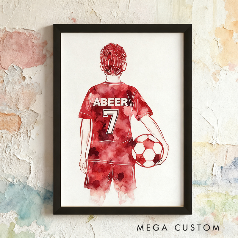 Personalized Soccer Player Wall Hangings Custom Name and Jersey Number Decor