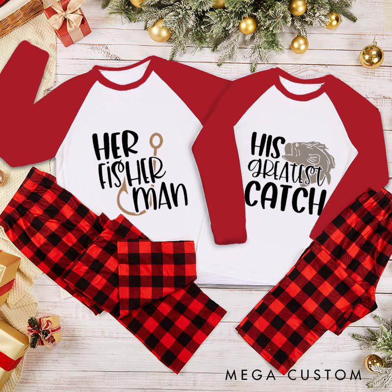 Personalized Fishing Couple Pajama Valentine Matching Matching Christmas Sleepwear Valentines Day Gift Perfect Gift for Couples and Fishing Lovers