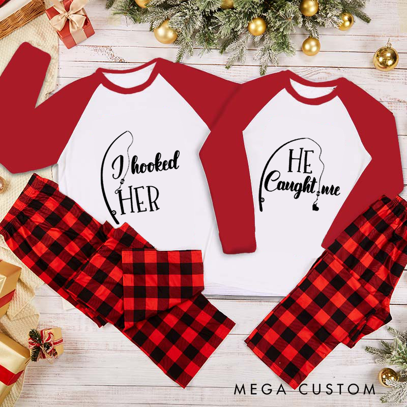 Personalized Fishing Couple Pajama Matching Christmas Sleepwear Husband Wife Pajama Matching Couple Sleepwear Perfect Gift for Fishing Lovers