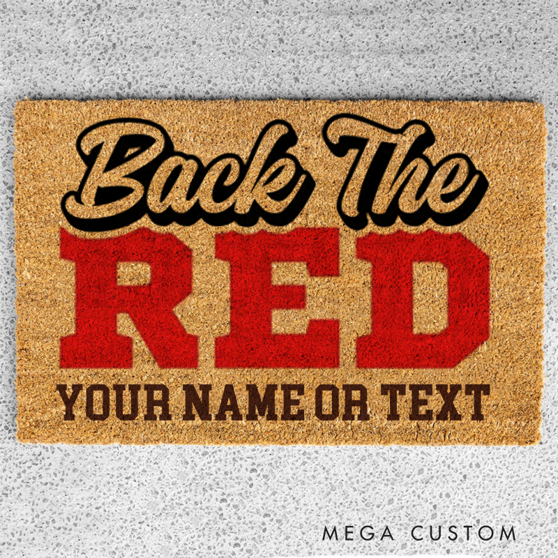 Personalized Back The Red Doormat with Custom Name Text Gift for Firefighter Families
