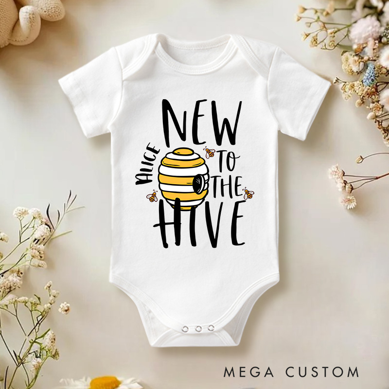 Personalized New to the Hive Bee Baby Onesie Baby Shower Gift