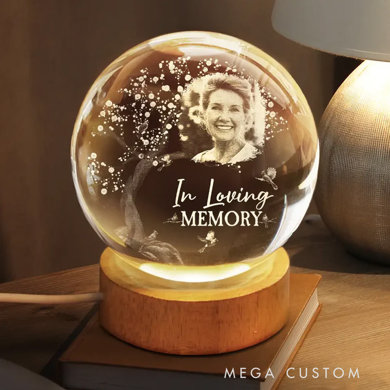 Personalized Crystal Globe Lamp Custom Photo When You Miss Me Memorial Crystal Ball Lamp Sympathy Gift