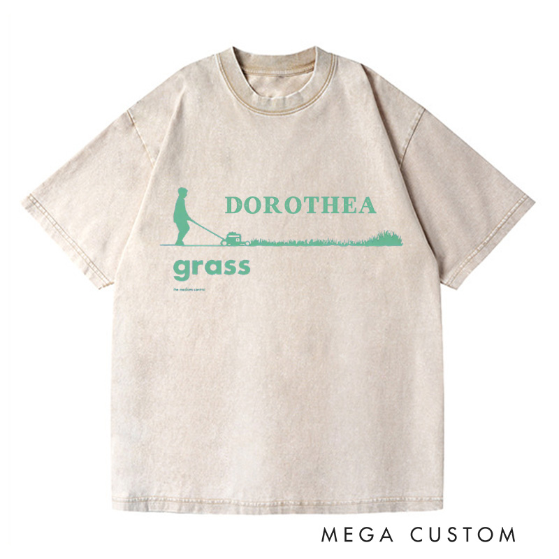 Personalized Grass Men's Washed T-Shirts Men's Tee Shirt Garden Shirt Gardening Lover Shirt Gift For Dad Gardener Shirt Gift