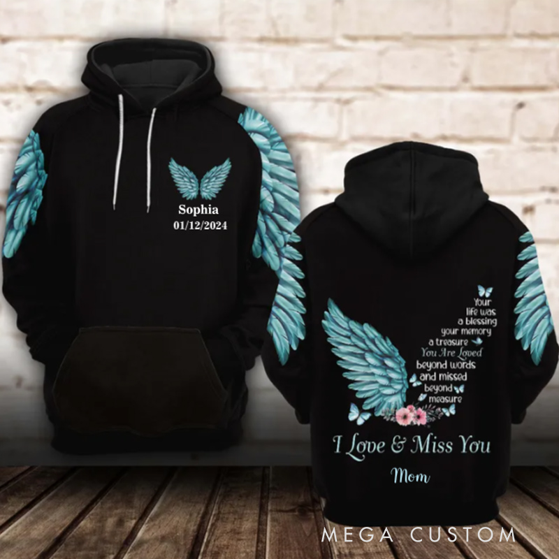 Personalized All Over Print Hoodie You Are Loved Beyond Words Memorial Hoodie Sympathy Gift Loss of Loved One
