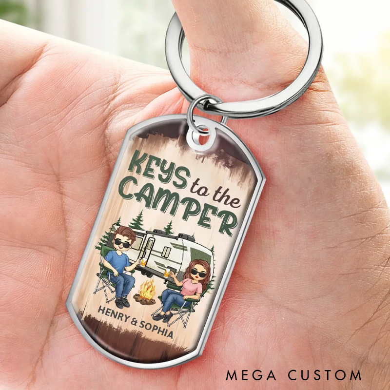 Personalized Custom Keychain Campers Keys to the Camper Gifts for Husband Wife Him Her