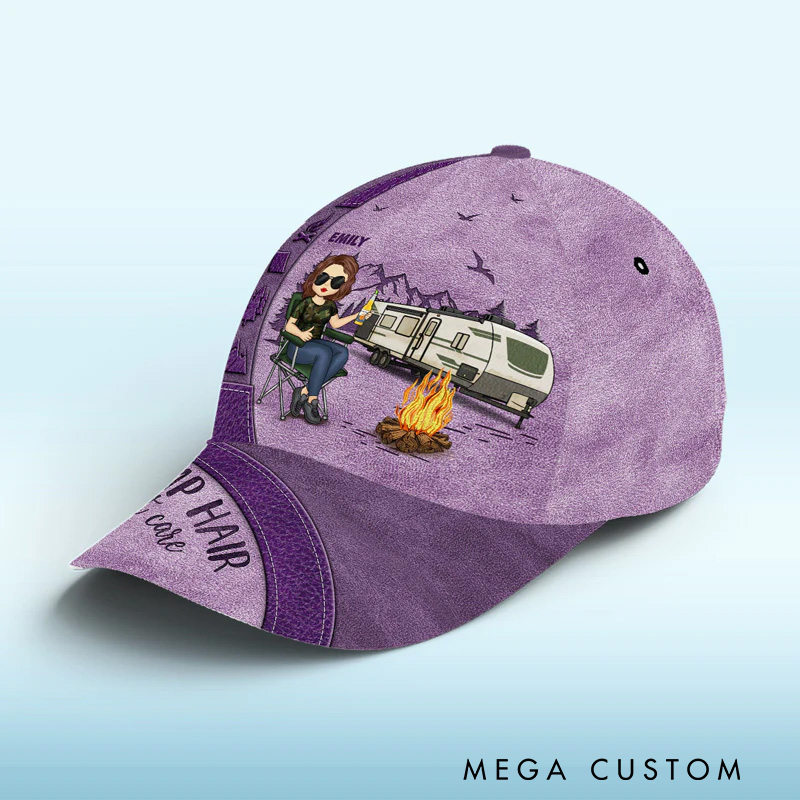 Personalized Camp Hair Don't Care Custom All over Print Classic Cap - Gift for Camping Lovers