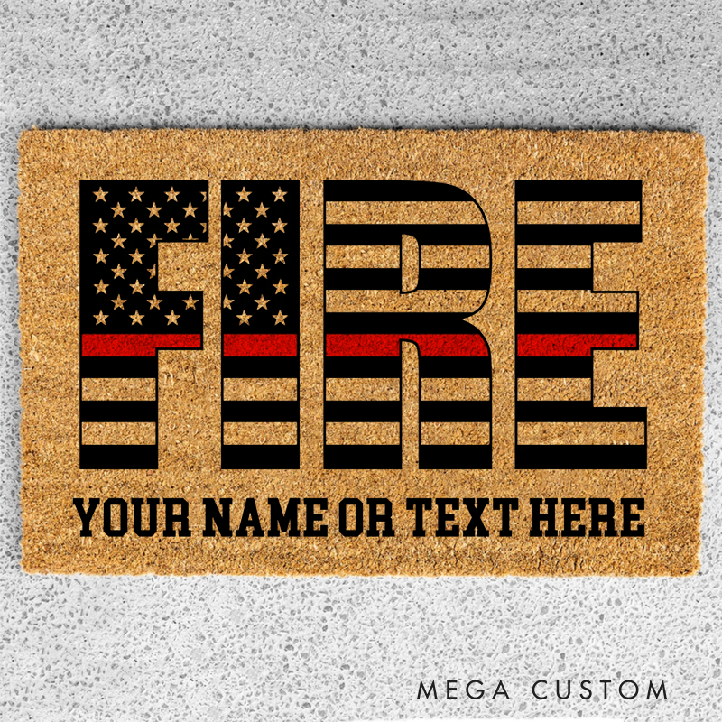 Personalized Firefighter Doormat with Custom Name or Text Gift for Firefighter Families