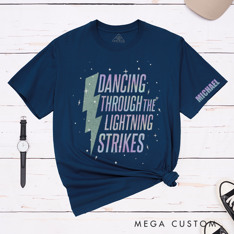 Personalized Name Opalite Showgirl Shirt Dancing Through the Lightning Strikes TS Inspired Graphic Tee Now the Sky Is Opalite