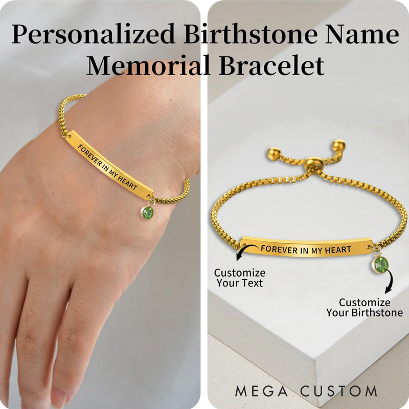 Personalised Birthstone Bracelet Memorial Bracelet for Loss of Loved One Sympathy Gift
