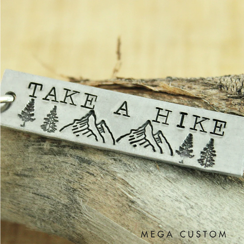 Personalized Take a Hike Keychain Mountain Outdoor Adventures Keychain Gift for Hiking Lovers