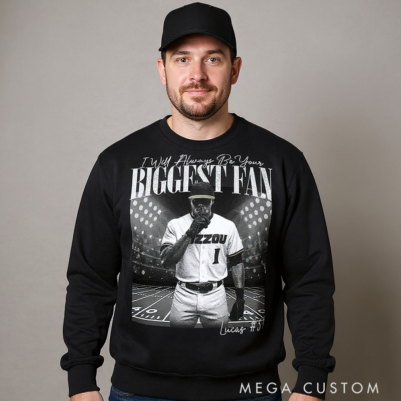 Personalized "I’ll Always Be Your Fan" Baseball Sweatshirt with Custom Photo and Name