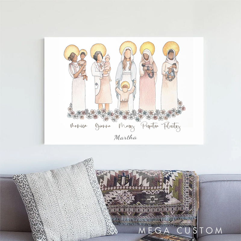 Personalized Mom Saints Frameless Poster with Name Wall Decor Home Decor Religious Gift Catholic Gift