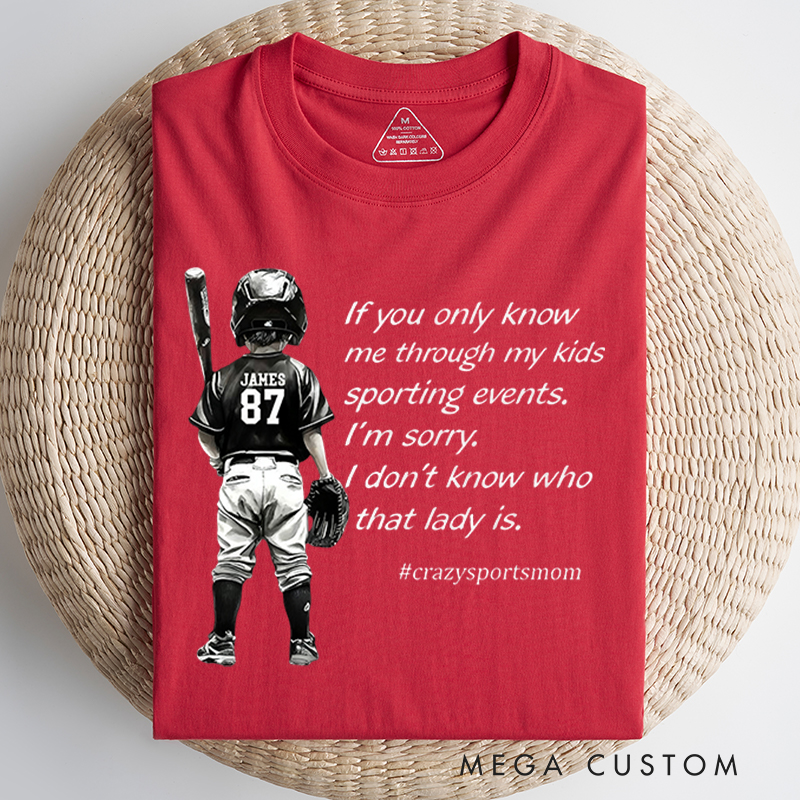 Personalized "Crazy Sports Mom" T-Shirt with Custom Name and Player Number 