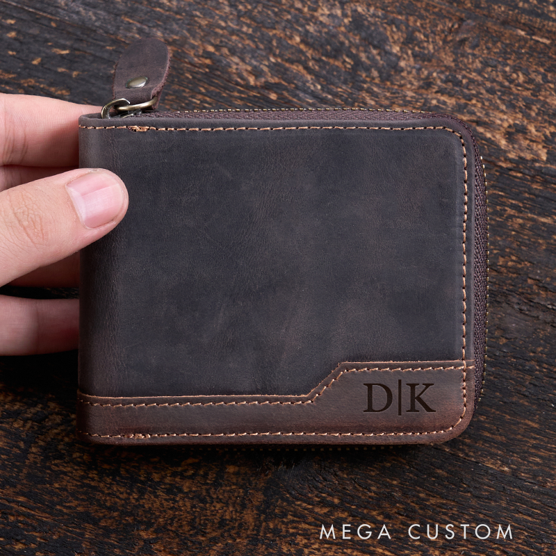 Personalized Leather Wallet For Him Crazy Horse Leather Wallet Engraved Mens Wallet Minimalist Wallet Anniversary Gift For Him Boyfriend Gift Dad Gift Husband Gift