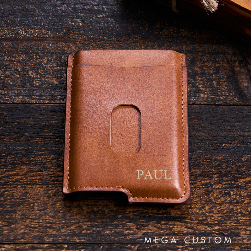 Personalized Leather Wallet Leather Card holder Engraved Mens Wallet Minimalist Wallet Slim Wallet ID Holder Anniversary Gift For Him Birthday Gifts for Boyfriend Dad Husband