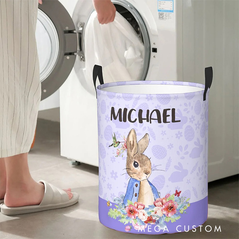 Personalized Cartoon Rabbit Bunny Collapsible Storage Basket for Laundry Toys Organizer Cartoon Lover Gift for Kids