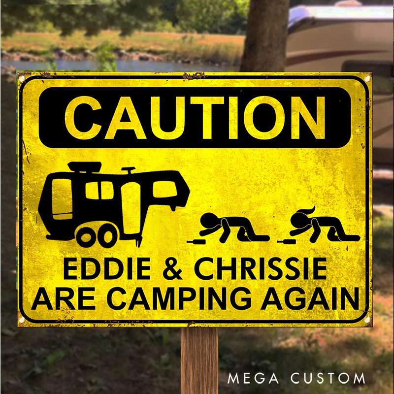 Personalized Camping Metal Sign Camping Caution Outdoor Enthusiasts Funny Camping Sign