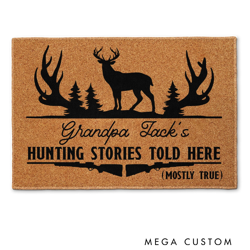 Personalized Hunting Stories Told Here Hunting Doormat Hunting Decor Funny Welcome Mat Gift Hunting Enthusiasts