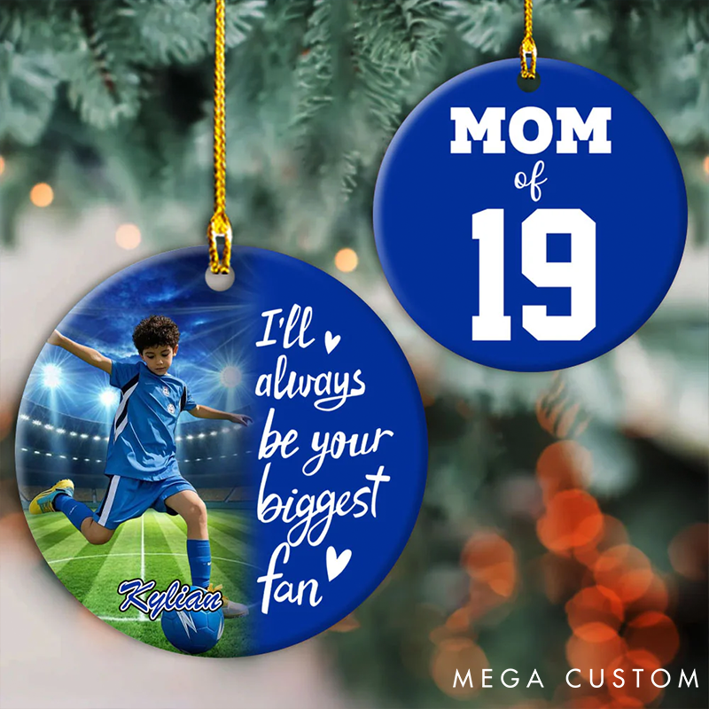 Personalized Soccer Photo Ornament with Custom Name and Number – Perfect Christmas Gift for Soccer Players