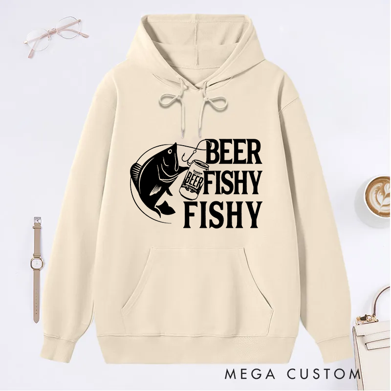 Personalized Funny Fishing Hoodie Mens Beer Fishing Hoodie Joke Fishing Gifts Punny Gag Meme Fisherman Loose Fit Hoodie Perfect Gift for Beer and Fishing Lovers