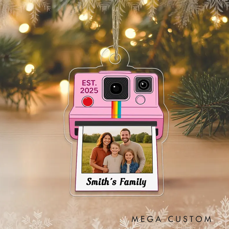 Personalized Camera Photo Ornament 2025 Custom Family Picture Ornament Polaroid Style Christmas Tree Decoration Gift for Families