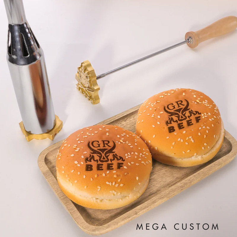 Personalized Branding Iron Stamp for Food with Name Burger Branding Stamp Hamburger Buns Branding Iron Christmas Gift for Baker Baking Lover Gift