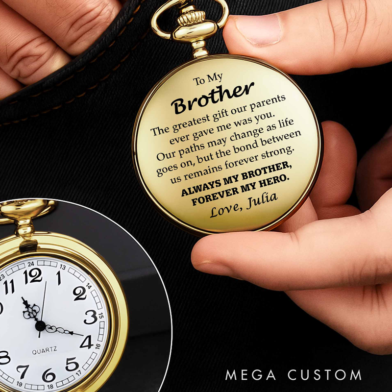 Personalized To My Brother Forever My Hero Pocket Watch Gift for Brothers
