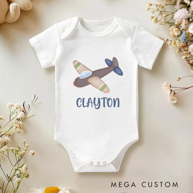 Personalized Airplane Baby Onesie with Your Name Birthday Gift for Baby